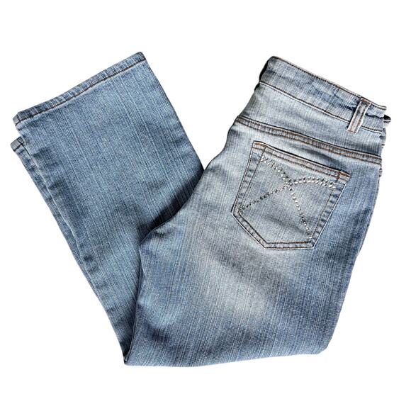 Vintage Cache Womens Capri Denim Jeans Sz 8 Rhinestone Bling Faded MidRise Mom - Picture 1 of 13